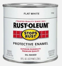 Rust-Oleum FLAT WHITE 0.5 pt Stops Rust PROTECTIVE ENAMEL Oil-Based 7790-730 NEW