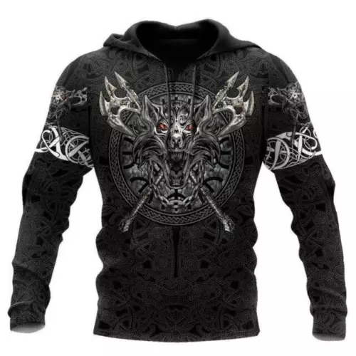 Herren Grafik Hoodie Wikinger Sweatshirt Oberteil Street Style Mode cool nordisches Design - Bild 34 von 36