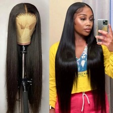 Lace Front Wigs 26 inch Long Black Silky Straight Wigs Synthetic Hair for Women