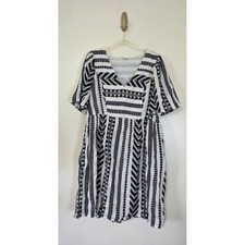 Women's Summer Dress Black White Boho Geometric Whimsygoth Fairygrunge Babydoll