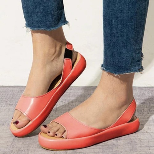 Mujeres Zapatillas Banda Elástica Sandalias Zapatos Cuero Sólido Puntera Abierta Verano Informal - Imagen 16 de 23