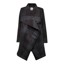 Great Plains Long Check Tartan Celtic Black Grey Coat Jacket Xs S M L Bnwt £140