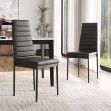 2 4 6 pcs Faux Leather Seat High Back Dinning Chairs Modern Kitchen Living Room