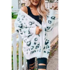 Leopard Open Front Cardigan with Pockets