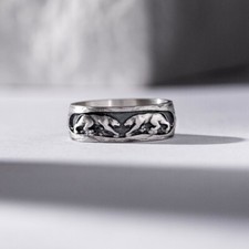 Anello Pantera Argento Sterling - Fascia Animale Uomo, Gioielli Tribali Gotici