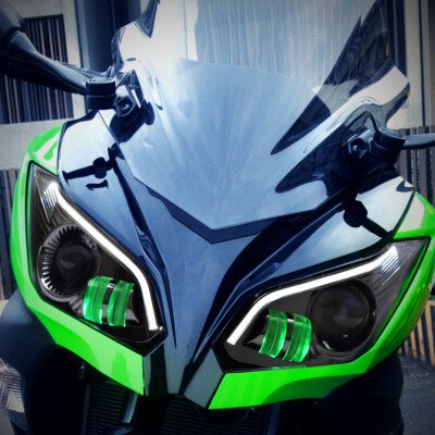 グリーンライト　10台 1X LED Headlight Assembly for Kawasaki Versys 650 15-19 Motorbike