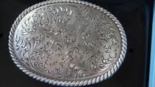 Nocona M F Western Oval Floral Scroll Belt Buckle 37222