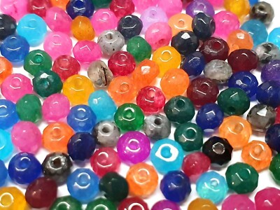 30 Achat Perlen Bunte 4mm Rondelle Dragon Achatstein Edelstein Schmucksteine G24