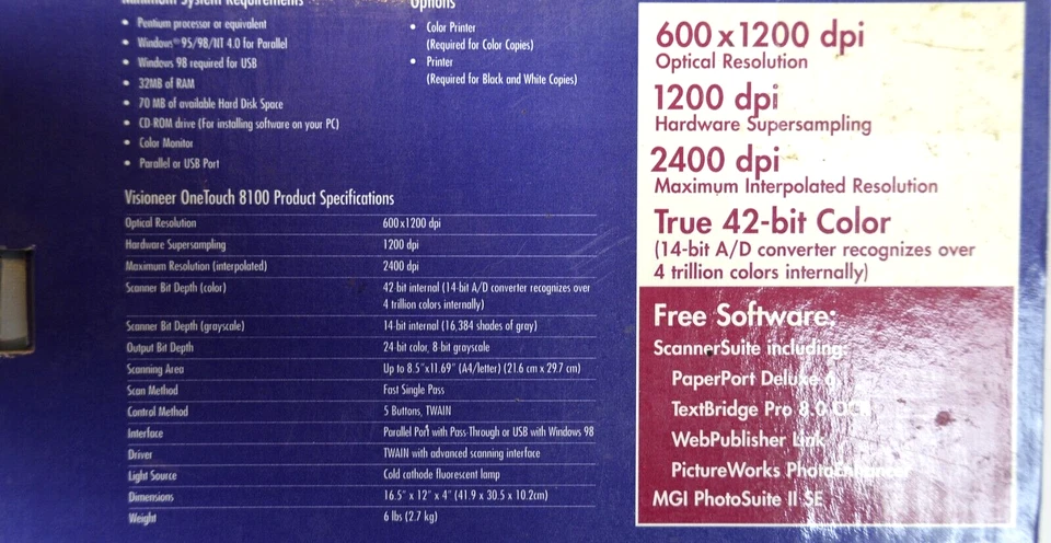 VISIONEER ONE TOUCH 8100 SCANNER - NEW - Image 2 of 3