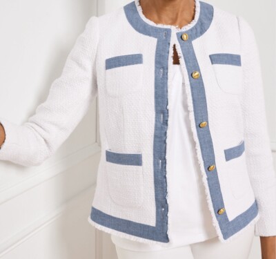 Veste Talbots Blazer Rayée Bleu Et Blanche, Taille 12 - Neuf Avec étiquettes