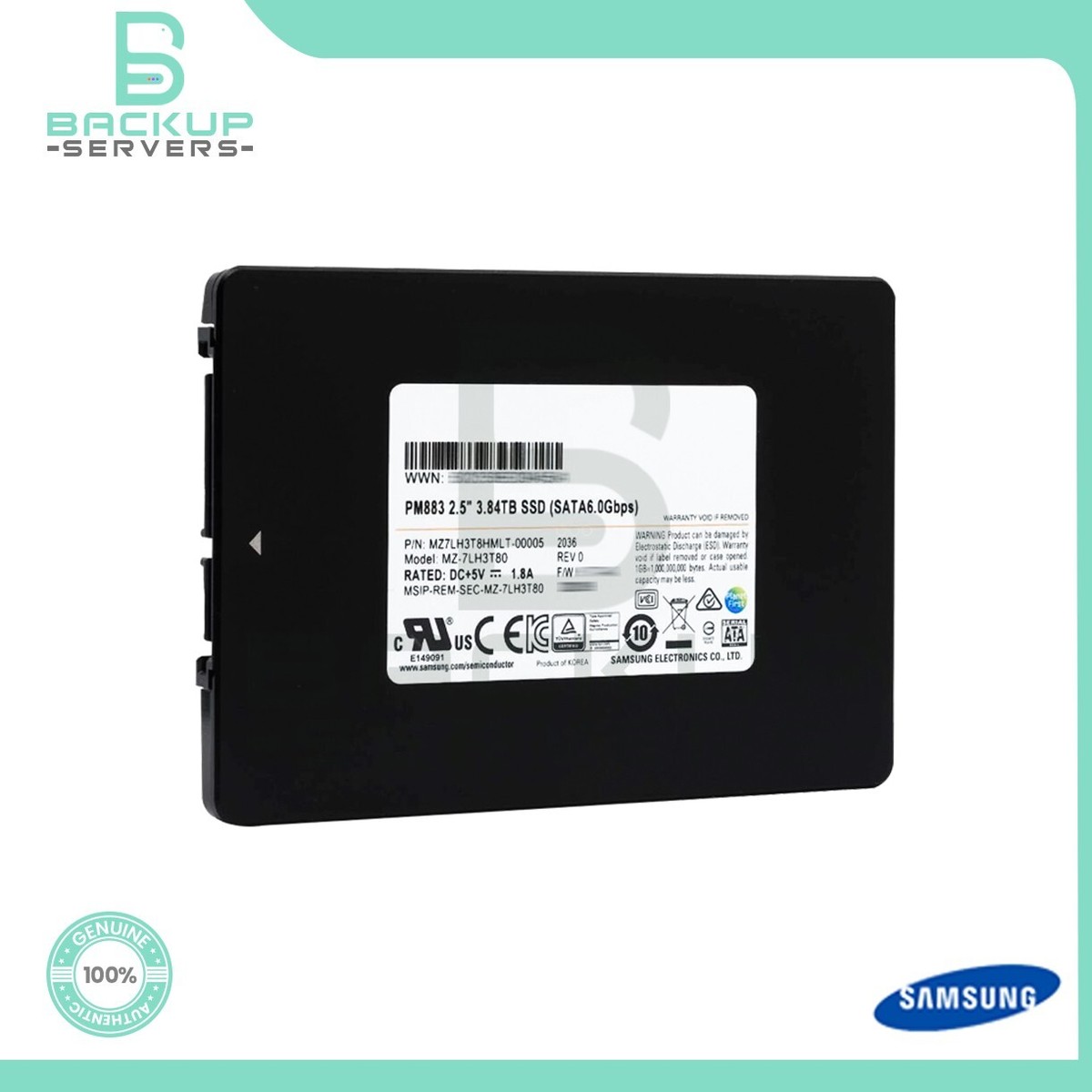 Ssd Sata Pm883 Dwpd MZ-7LH3T80 Samsung PM883 Series 6Gbps SATA