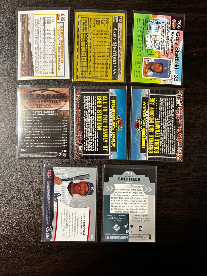 Gary Sheffield 80 Baseball Card Set Tigers Padres Yankees Brewers