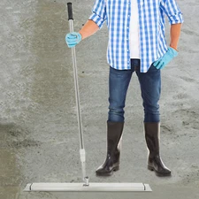 Long Handle Concrete Trowel Cement Surface Smoothing Tool w/ Finishing Shoes NEW
