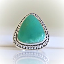 GREEN CHRYSOPRASE NATURAL GEMSTONE 925 STERLING SILVER JEWELRY RING 3 TO 12