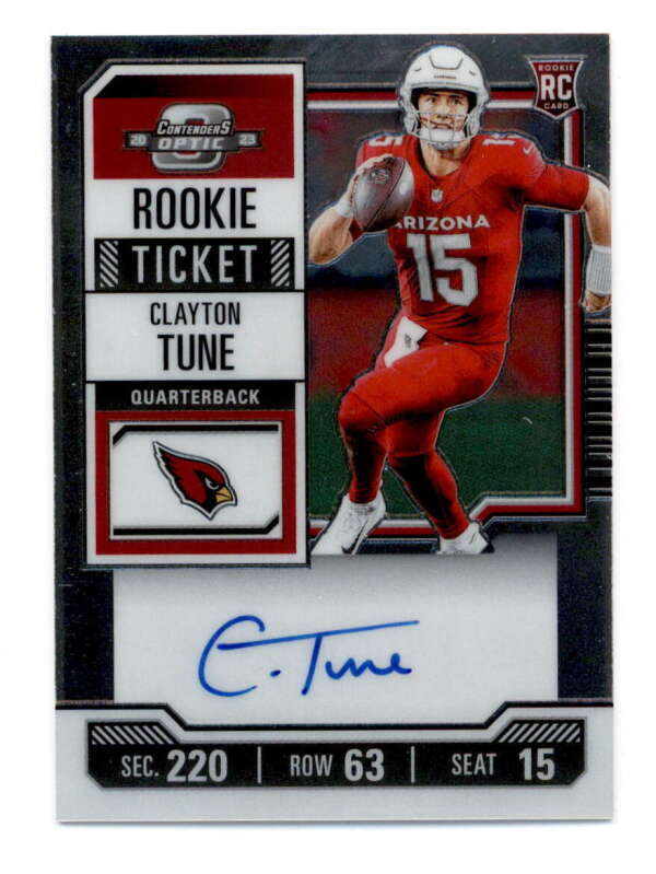 CLAYTON TUNE 2023 CONTENDERS OPTIC #106 ROOKIE TICKET AUTOGRAPH AUTO RC BF7698