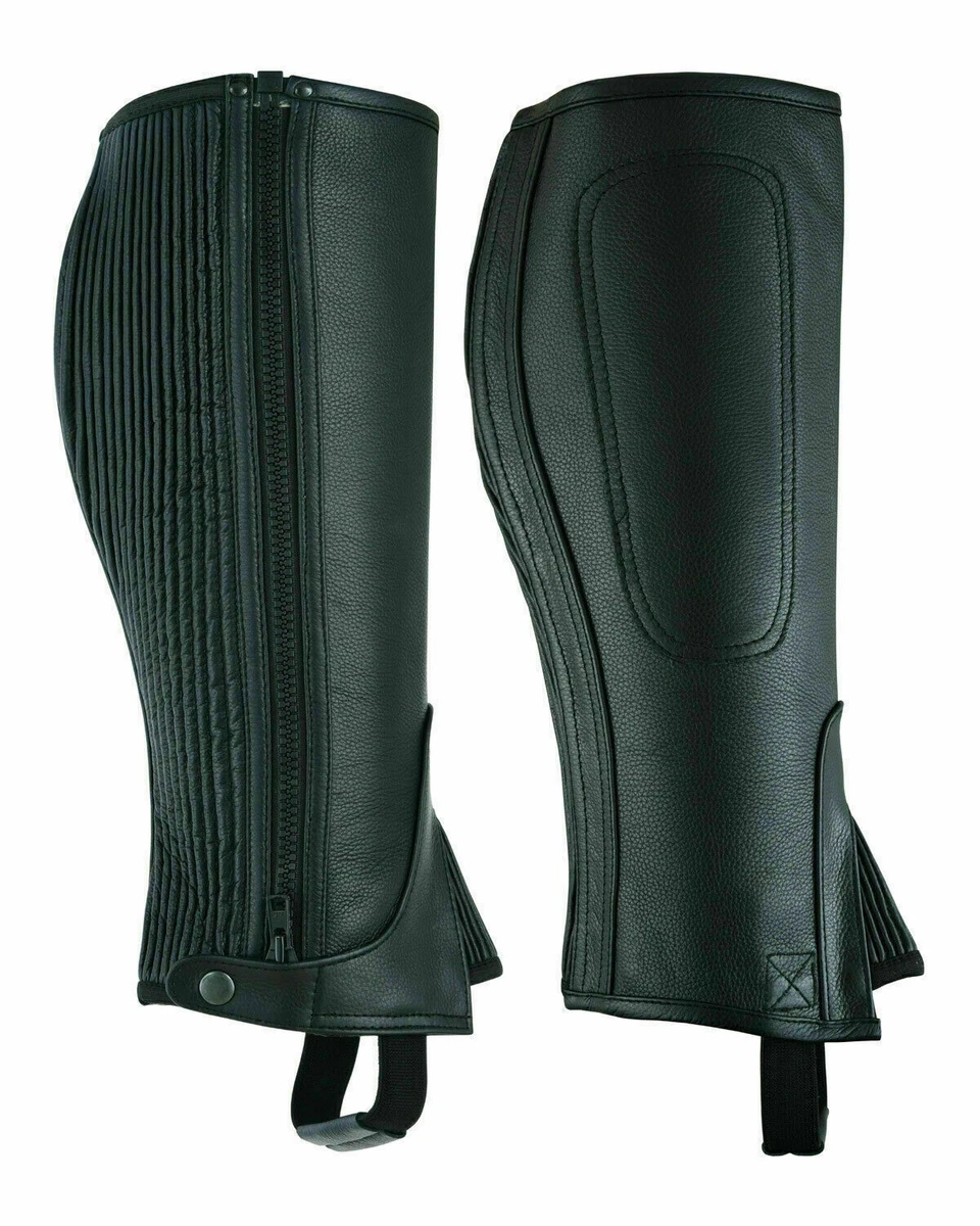 Gambali (Half Chaps) In Pelle Amara Nera - Per Equitazione E Show