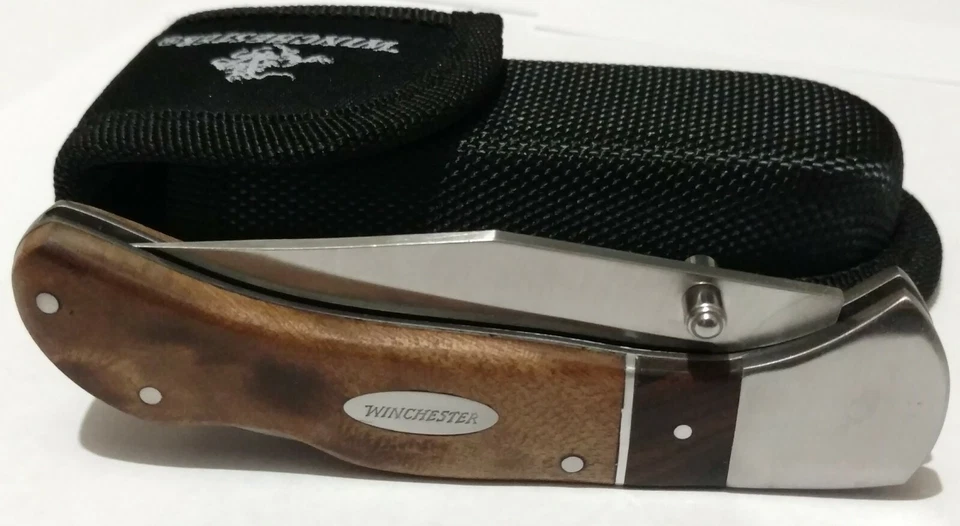 NAVAJA DE BOLSILLO DE CAZA WINCHESTER LOCKBACK CON FUNDA ¡DOBLE PERNO PARA EL PULGAR!!! Foto 2 de 4