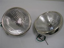 1932 Ford Polished Stainless Halogen Head Lamps 32 Headlights 10 12v Script