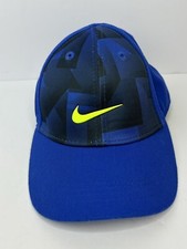 Nike True Boys Youth Kids Blue Hat Cap Geometric Pattern Swoosh Logo Size 4-7