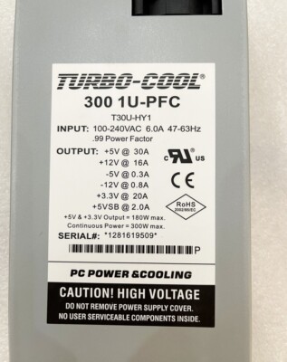 1PCS   Large 1U Power Supply  TURBO-COOL 300 1U-PFC T30U HY1