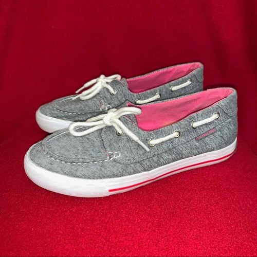 Flat Gray Boat Shoes Size 