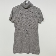 Michael Kors Sweater Dress Womens Sz M Grey Knitted Turtleneck Cotton Blend