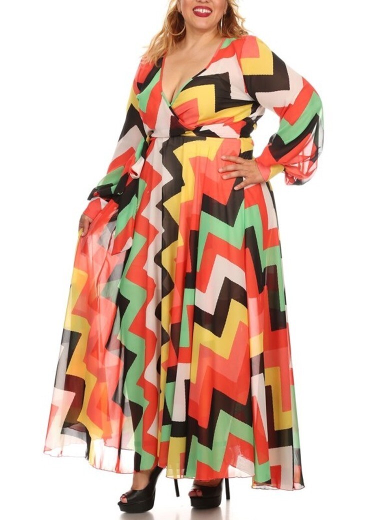 plus size orange maxi dress Satin Deep-V Backless Gown inside out seem detail Vestido Maxi Con Olanes Elena