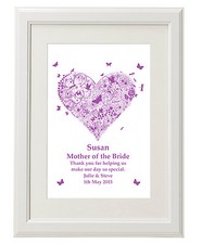 Unique Personalised Mother of the Bride Groom Print gifts Unusual present ideas