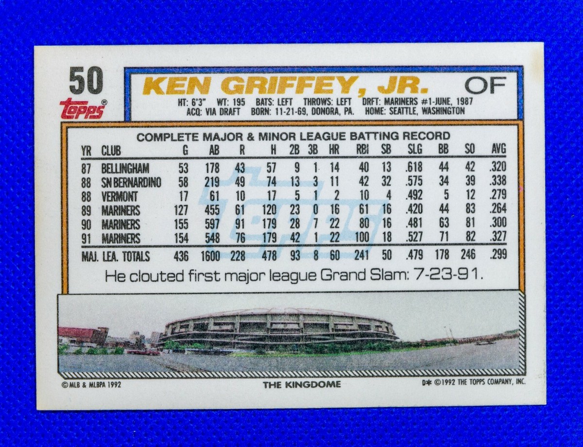 KEN GRIFFEY JR._RELIC CARD_シリアルNo.入り#50 1990 TOPPS Ken Griffey Jr ROOKIE ERROR CARD, #336 - BRIGHT