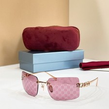 Gucci GG1279S Sunglasses 62 14 135 Rimless Rose Gold Pink GG Logo Lens