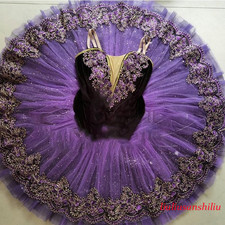 Professional Ballet Tutu Girls Dark Purple Pancake Tutu Performance Swan Dresses
