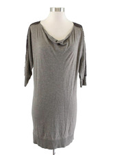 NWT Ann Taylor Loft Brown Gray Merino Wool Blend Sweater Dress Drape Neck Lace S