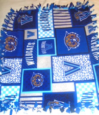 Villanova Wildcats Football Double Sided Handmade Tied Fleece Rag Blanket ~New