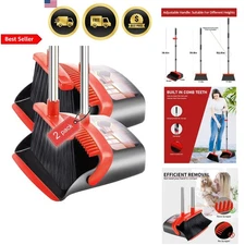 Broom and Dustpan Set 2-Pack Long Handle Indoor Outdoor Sweeping Clean