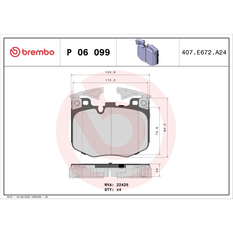 Bremsbelagsatz Scheibenbremse 20 mm BREMBO passend für u.a. BMW 5er - Bild 6
