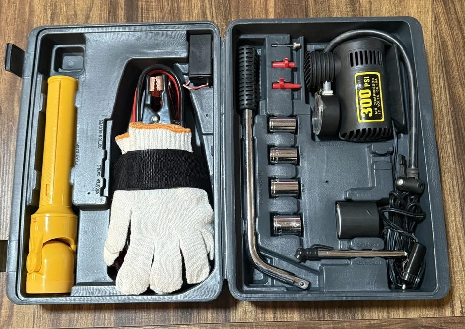 Kit de emergencia en carretera para coche en estuche de plástico duro incluye compresor de aire Foto 4 de 4