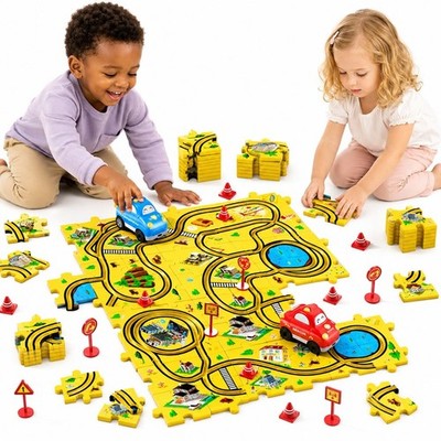 56PCS Puzzle Race Tracks Car Toys for 1 2 3 4 5 Year Old Boys Toddlers, Cars ...