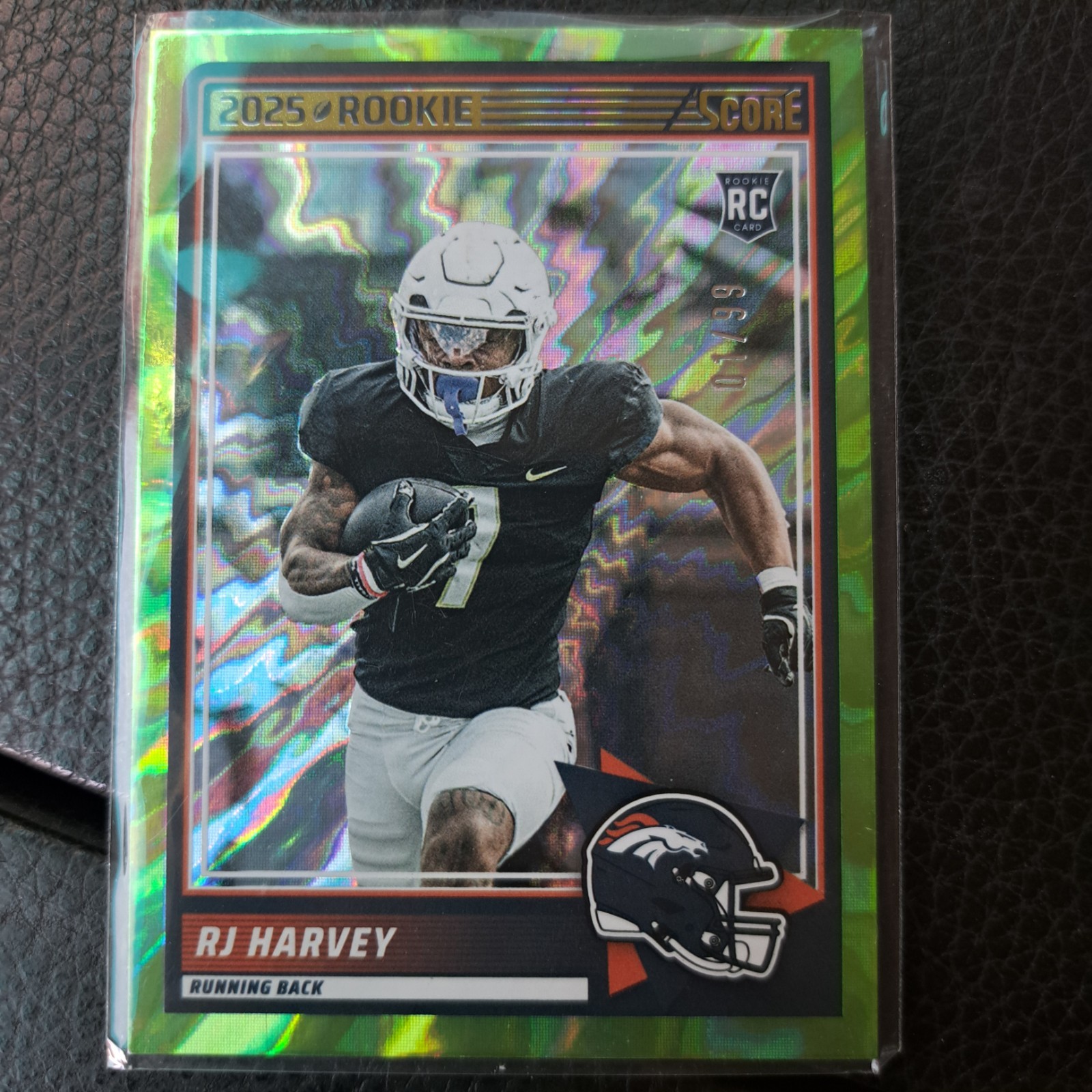 2025 Panini Score - RJ Harvey Rookie #49 Electric /99, Broncos