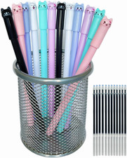 Cat Pens, 12Pcs Cute Cat Style Gel Pens with 0.5Mm Black , Fun Gifts for Kids, S
