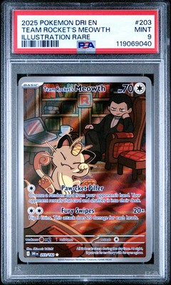 PSA 9 - Rocket's Meowth 203/182 Illustration Rare SV Destined