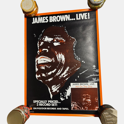 James Brown ...Live Hot On The One Album Promo Poster 19x26 VTG 1980s Polydor