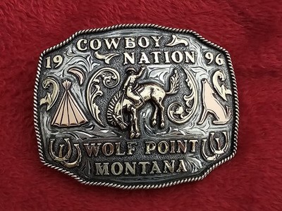 Rodeo X~Treme Bronc Riding 1996 CHAMPION TROPHY BUCKLE Wolf Point Montana 709