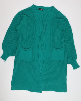 QED London Damen Strickjacke grün vorne offen Größe 2 Grobstrick