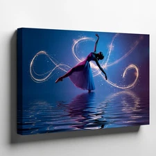 Graceful Ballerina Dances In A Serene, Reflective Pool, Her Wall Art Home Decor