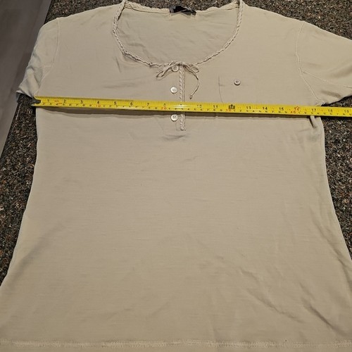 Top camicia donna Prada M lana panna tessuto maglia manica corta Henley designer usato in ottime condizioni - Foto 9 di 18