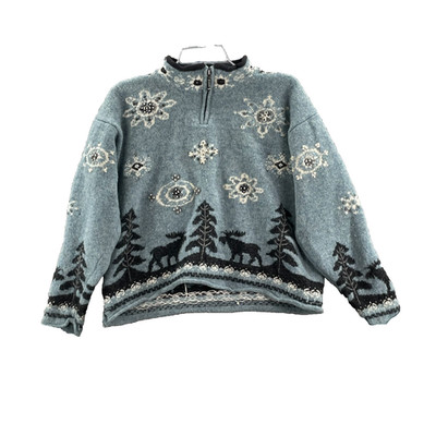 Icelandic Design Wool Sweater Womens Large Landscape Pattern Gorpcore Classic