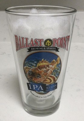 OLD LOGO SCULPIN INDIA PALE ALE BEER PINT GLASS FISH BALLAST POINT BREWING CO