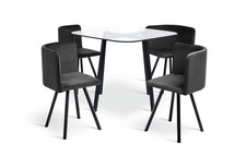 Elsie Black Dining Table & 4 Charcoal Chairs Modern Kitchen Furniture Set