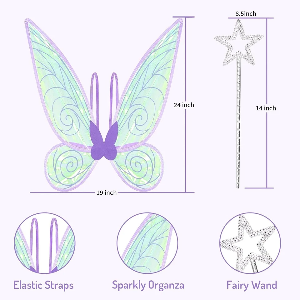 Light Up Fairy Wings for Women Girls Adult, LED Butterfly Wings Wand Hallowee... - Image 4 of 4