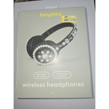 heyday Black Bling Embellished Bluetooth Wireless Over Ear Headphones S28